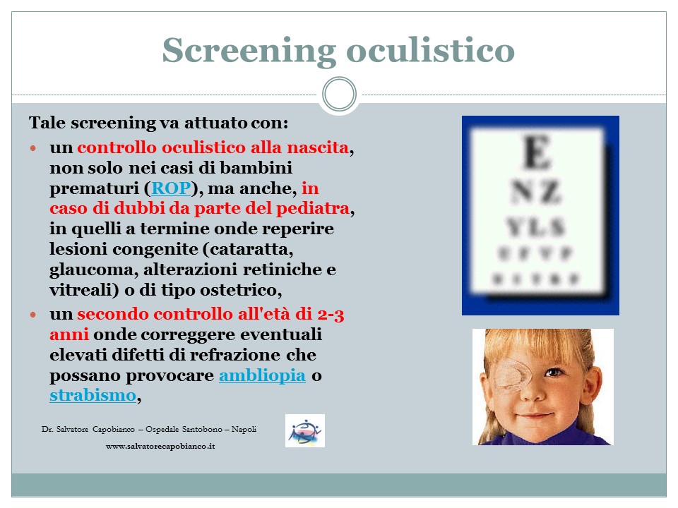 Screening oculistico pediatrico - Collaborazione pediatra e oculista